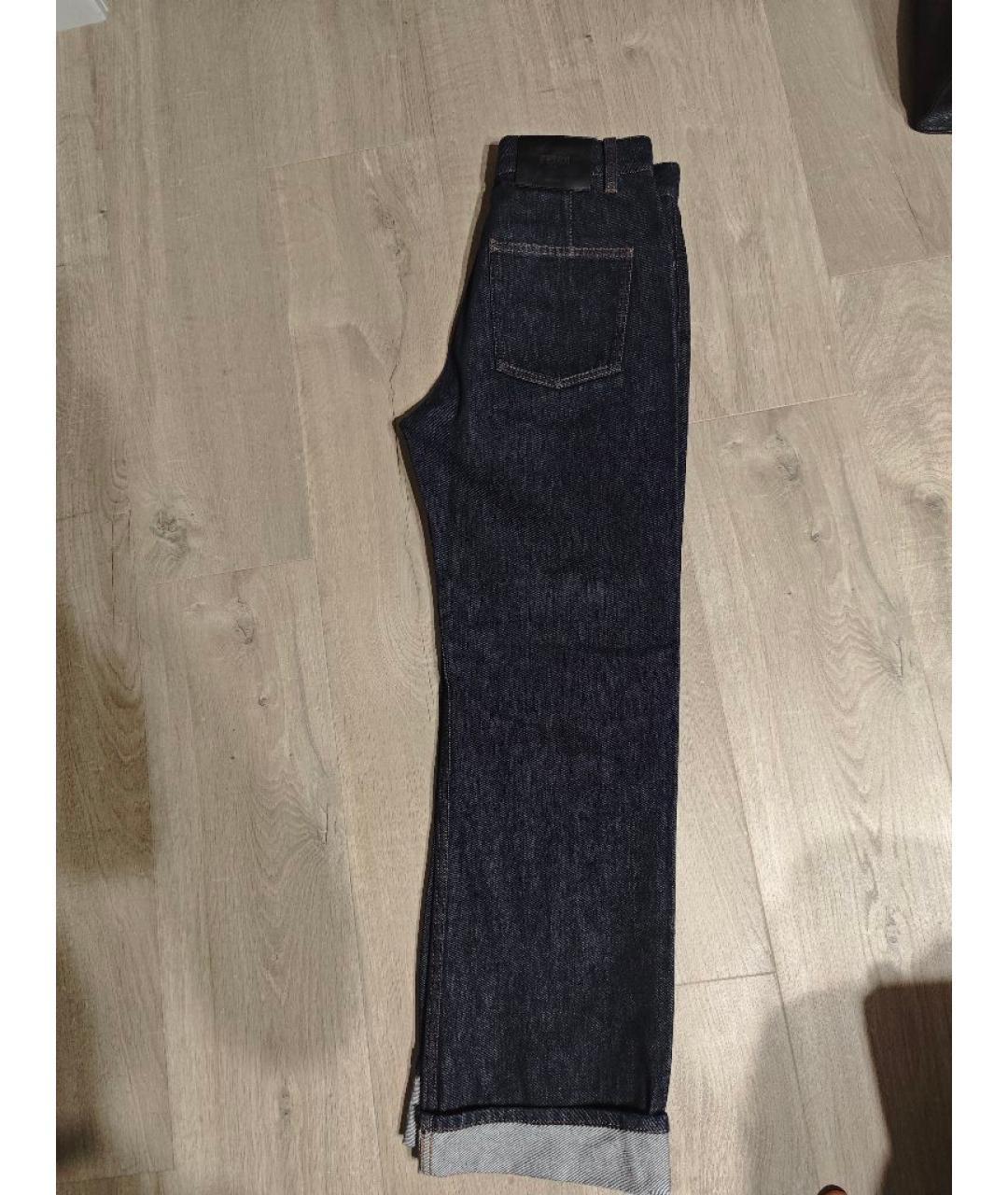 FENDI Темно-синие хлопковые прямые джинсы, фото 2
