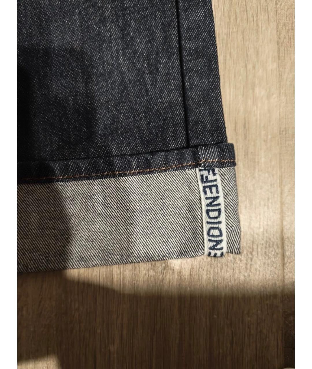 FENDI Темно-синие хлопковые прямые джинсы, фото 3