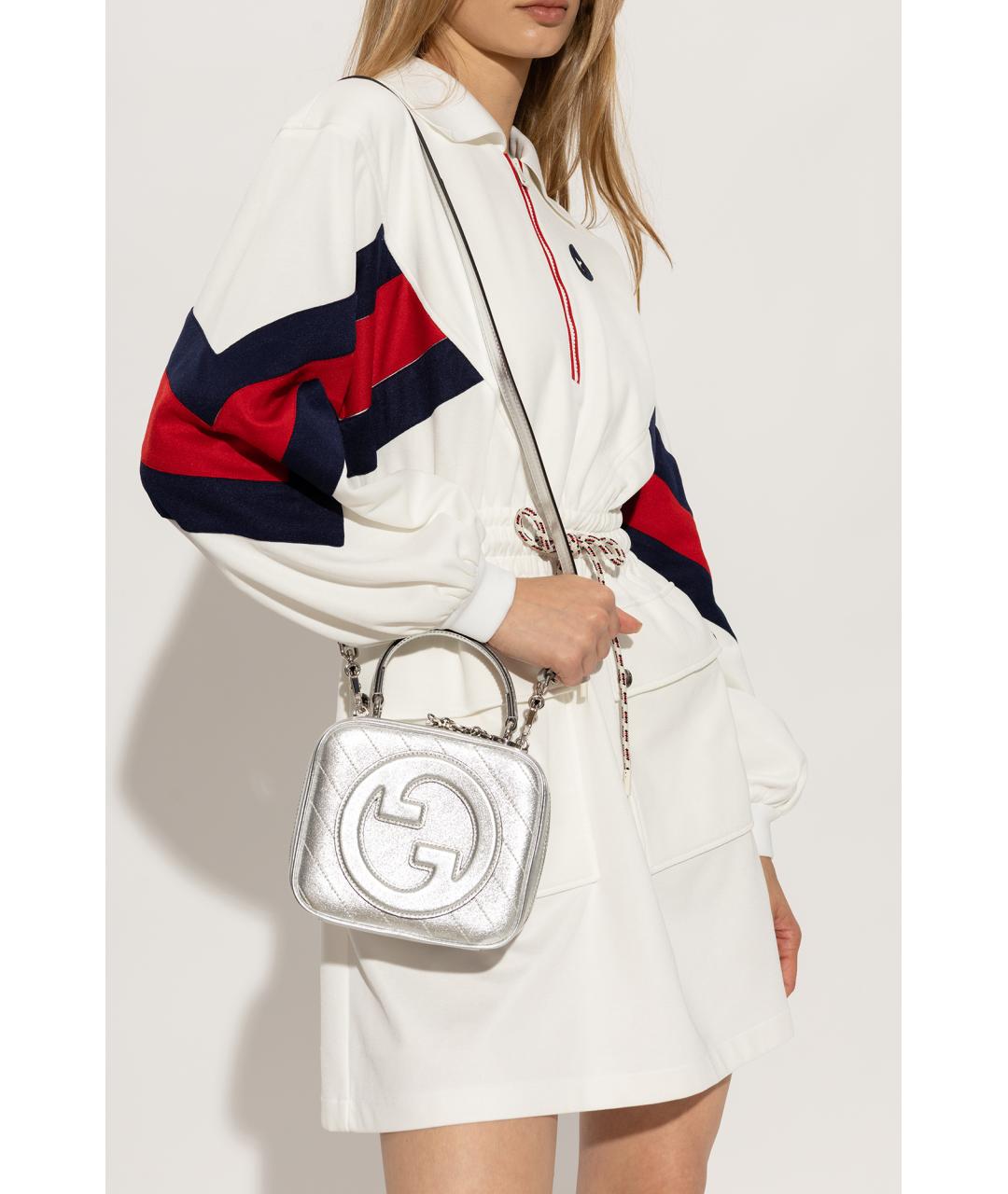 GUCCI Серебряная кожаная сумка через плечо, фото 5