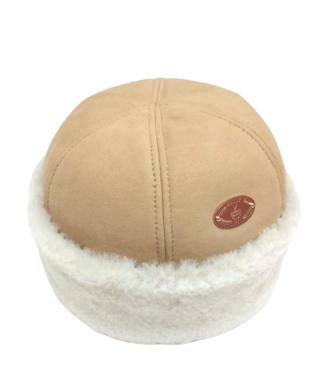 BALLY Бежевая кожаная шапка, фото 1