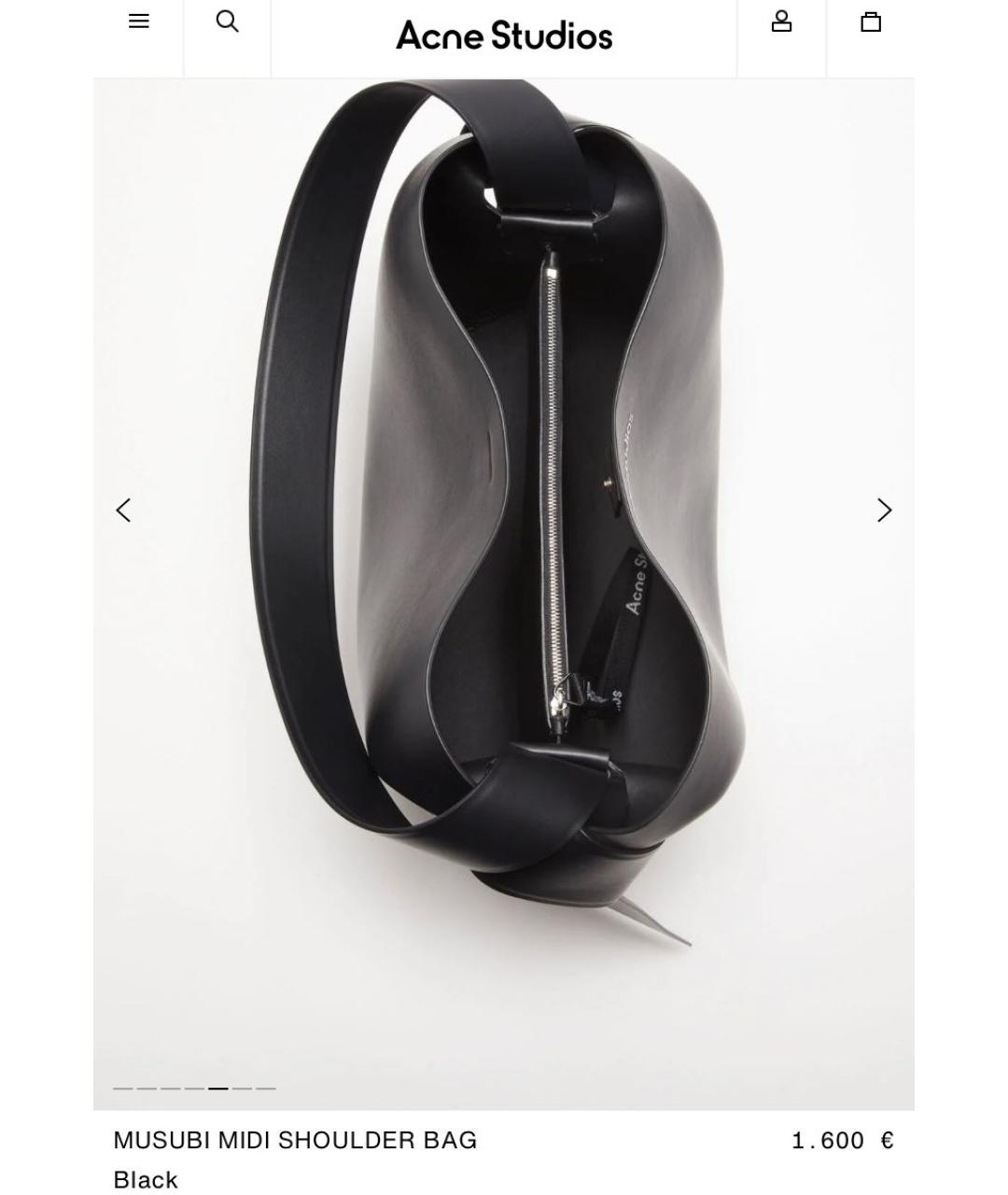 ACNE STUDIOS Черная кожаная сумка через плечо, фото 3