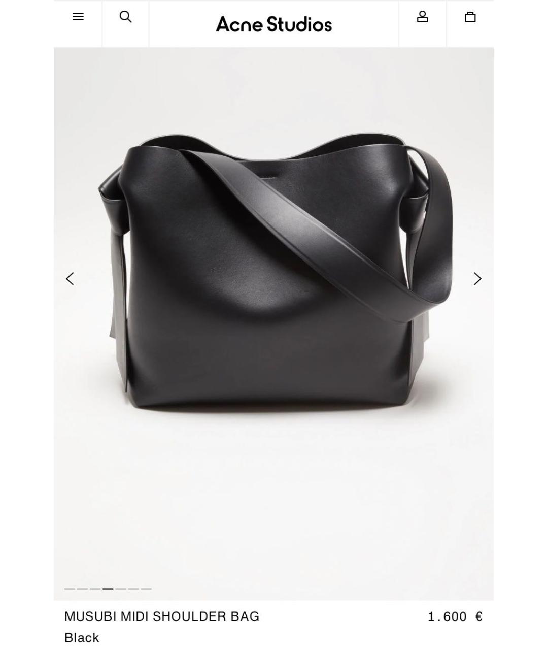 ACNE STUDIOS Черная кожаная сумка через плечо, фото 2