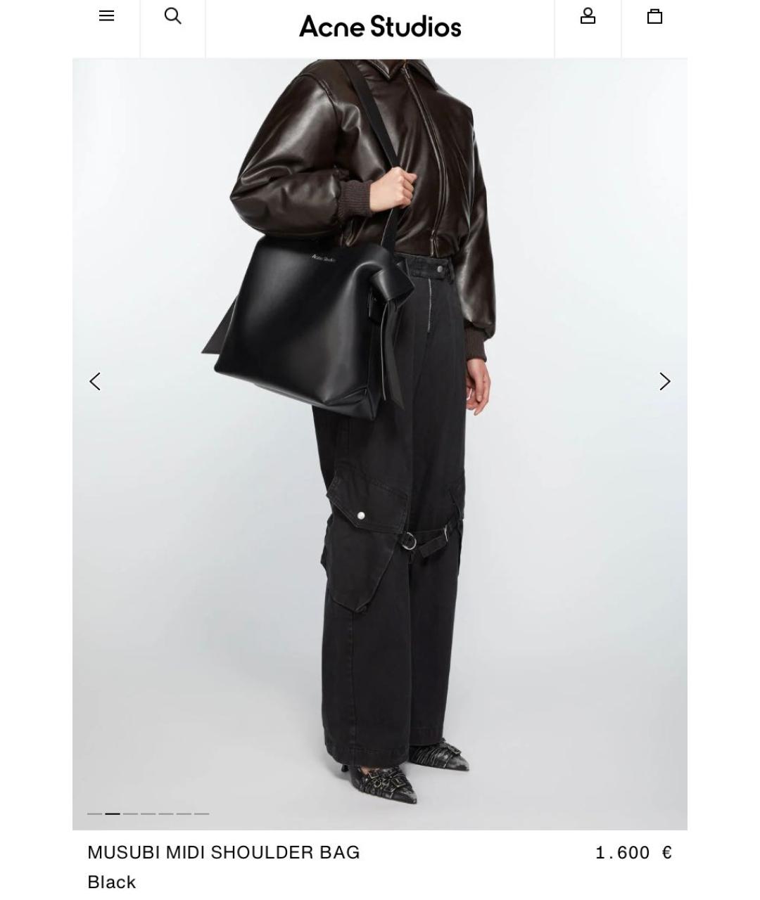 ACNE STUDIOS Черная кожаная сумка через плечо, фото 7