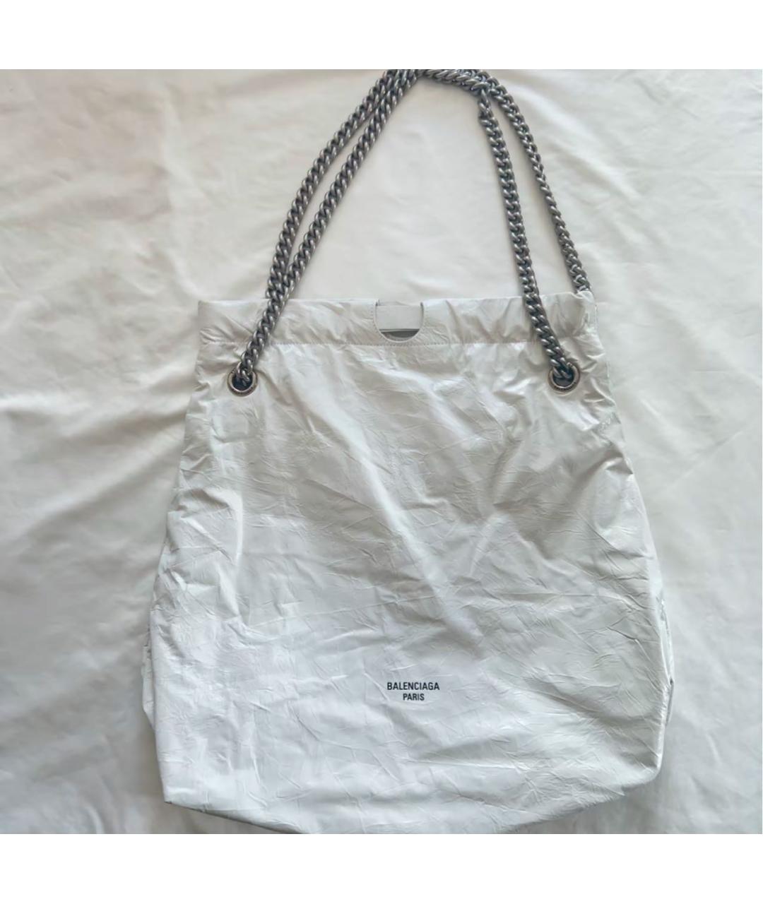 BALENCIAGA Белая кожаная сумка с короткими ручками, фото 4