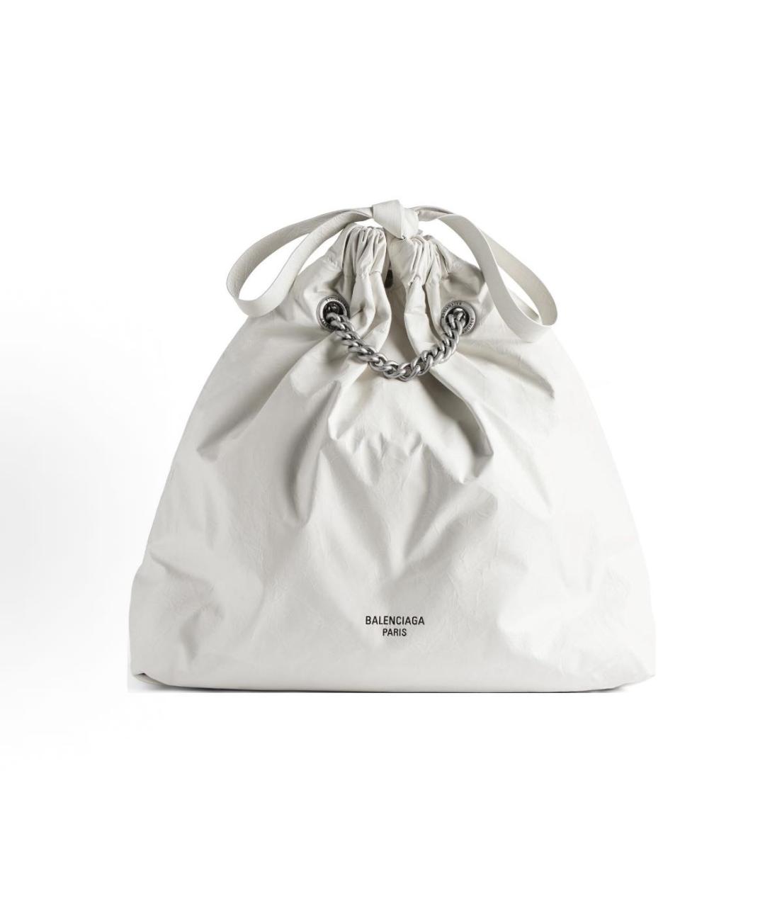 BALENCIAGA Белая кожаная сумка с короткими ручками, фото 5