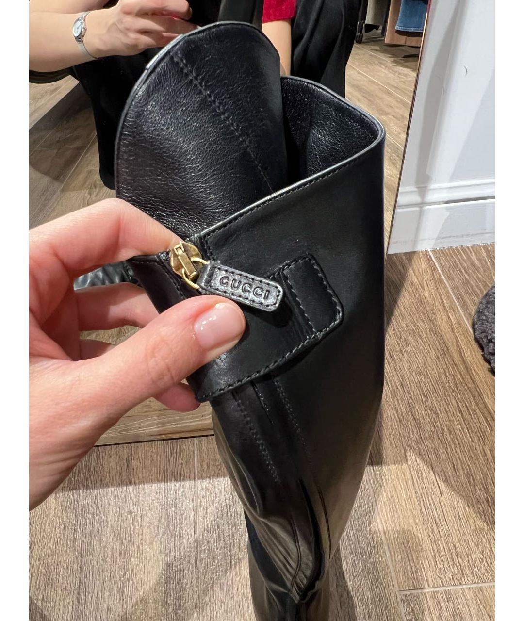 GUCCI Черные кожаные сапоги, фото 6