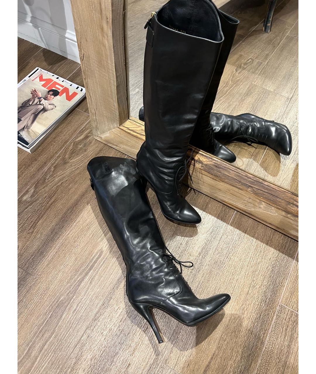 GUCCI Черные кожаные сапоги, фото 5