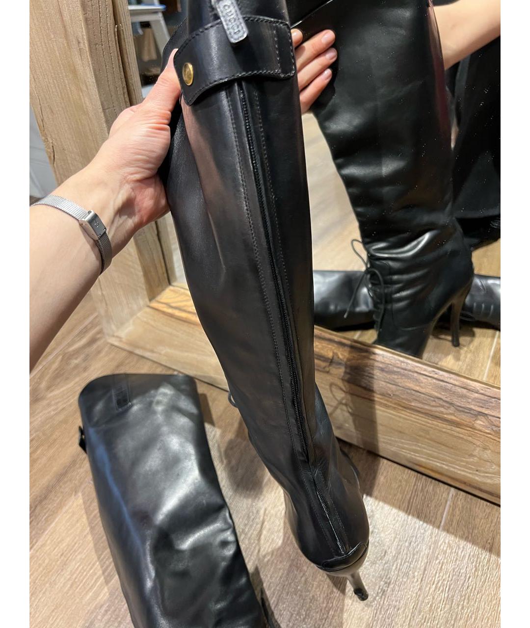 GUCCI Черные кожаные сапоги, фото 4