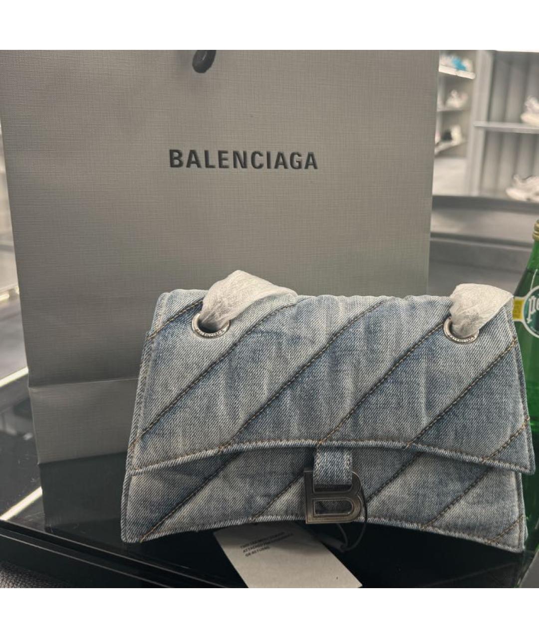 BALENCIAGA Голубая деним сумка через плечо, фото 4