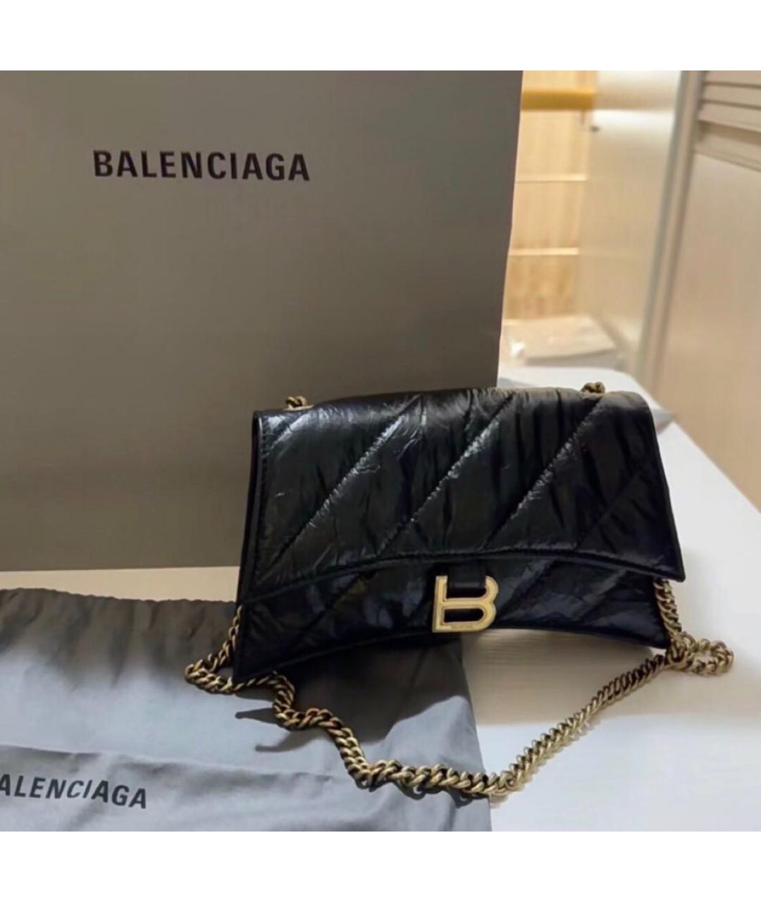 BALENCIAGA Черная кожаная сумка через плечо, фото 4