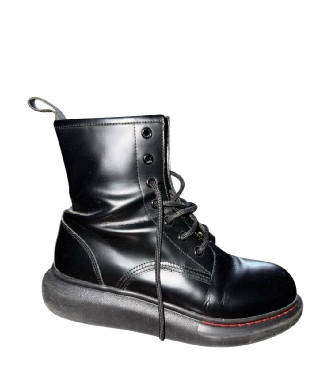 ALEXANDER MCQUEEN Черные кожаные ботинки, фото 1