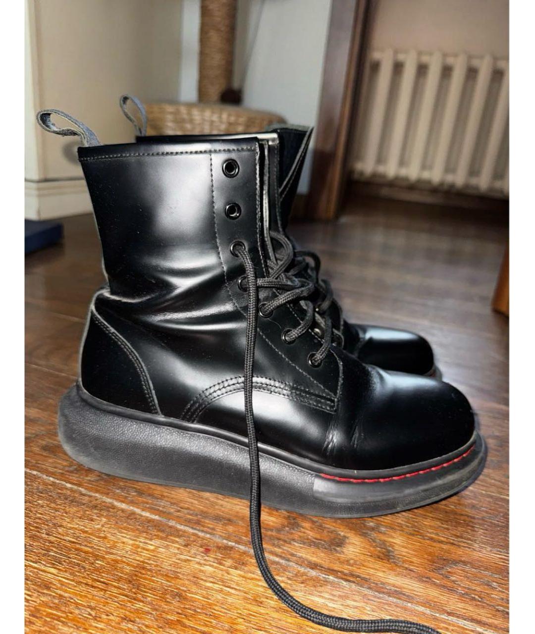 ALEXANDER MCQUEEN Черные кожаные ботинки, фото 2