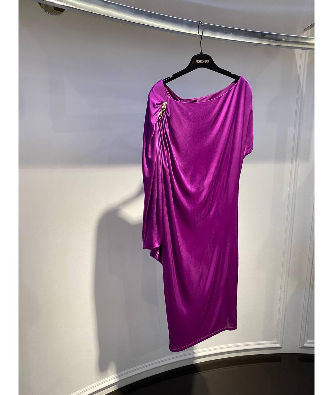 ROBERTO CAVALLI Фиолетовое вискозное коктейльное платье, фото 2