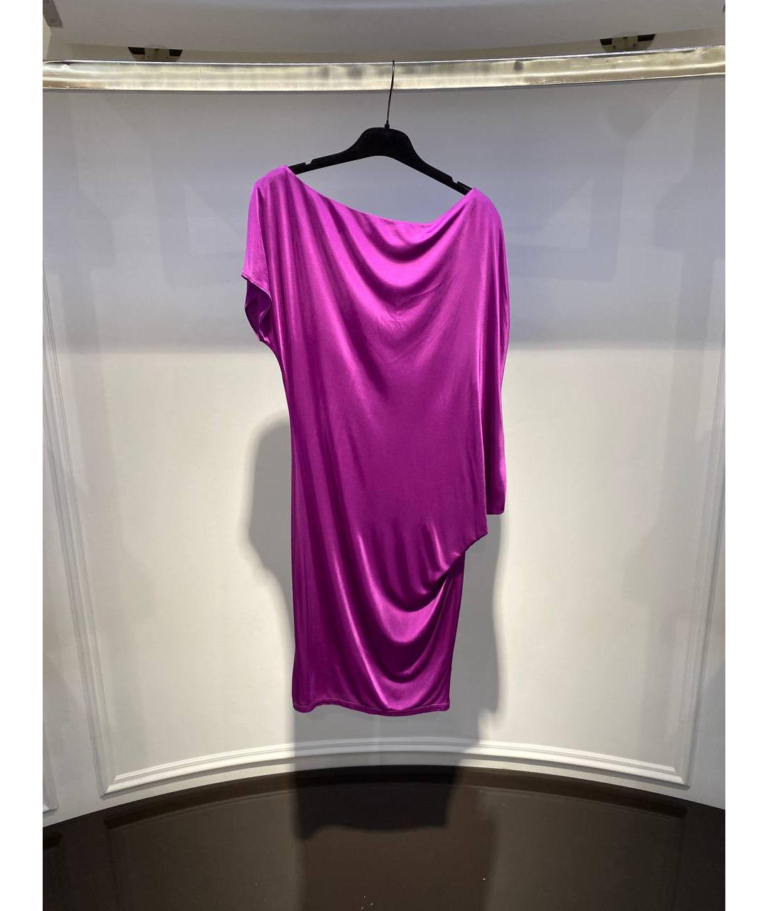 ROBERTO CAVALLI Фиолетовое вискозное коктейльное платье, фото 3