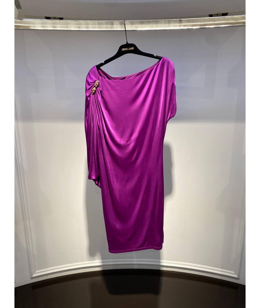 ROBERTO CAVALLI Фиолетовое вискозное коктейльное платье, фото 4