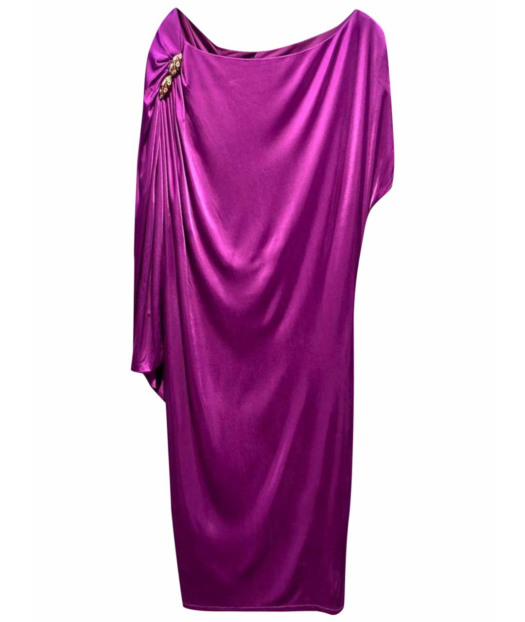 ROBERTO CAVALLI Фиолетовое вискозное коктейльное платье, фото 1