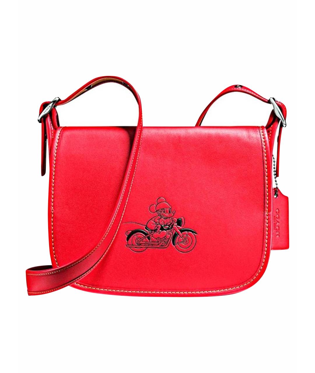 COACH Красная кожаная сумка через плечо, фото 1