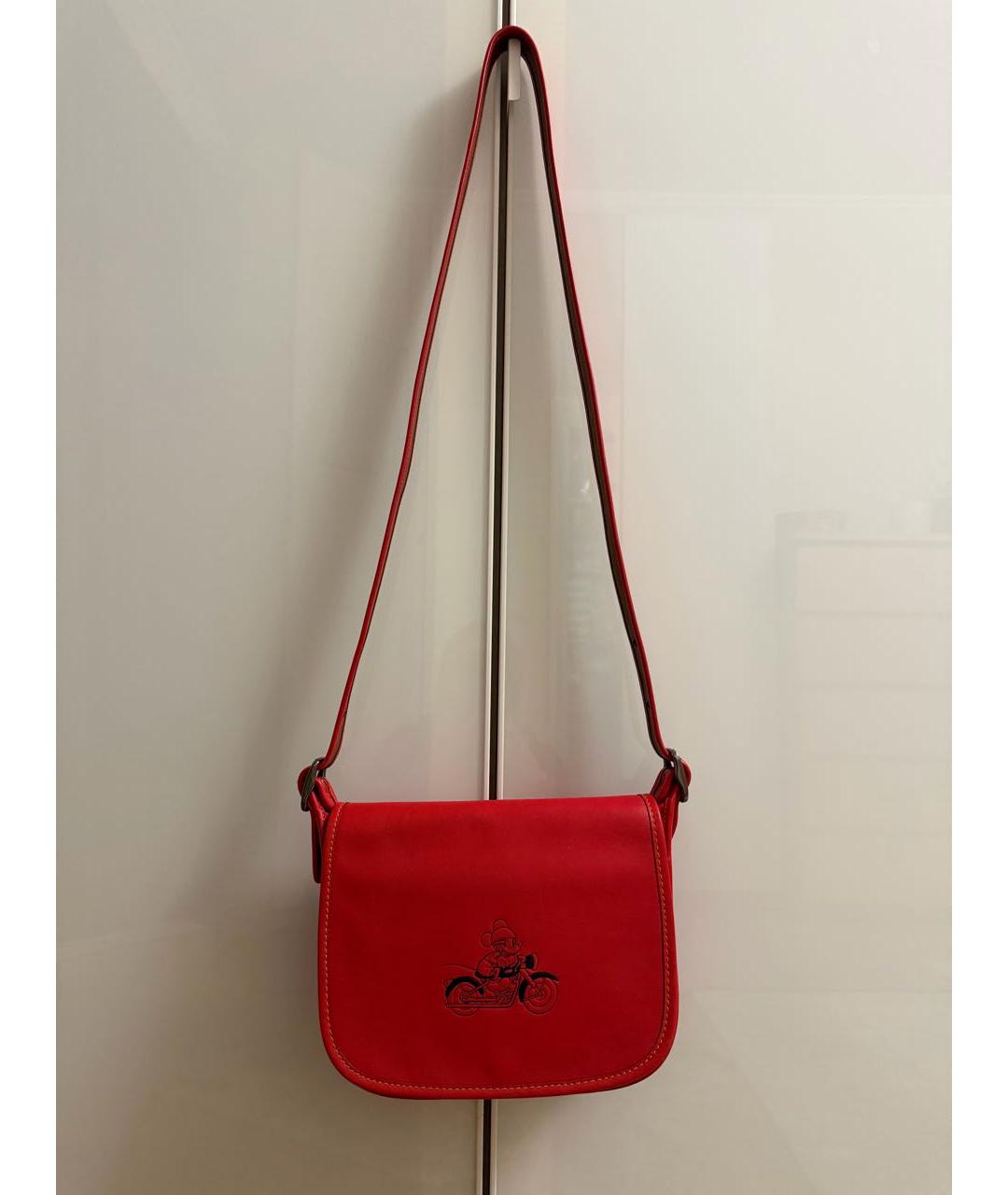 COACH Красная кожаная сумка через плечо, фото 9