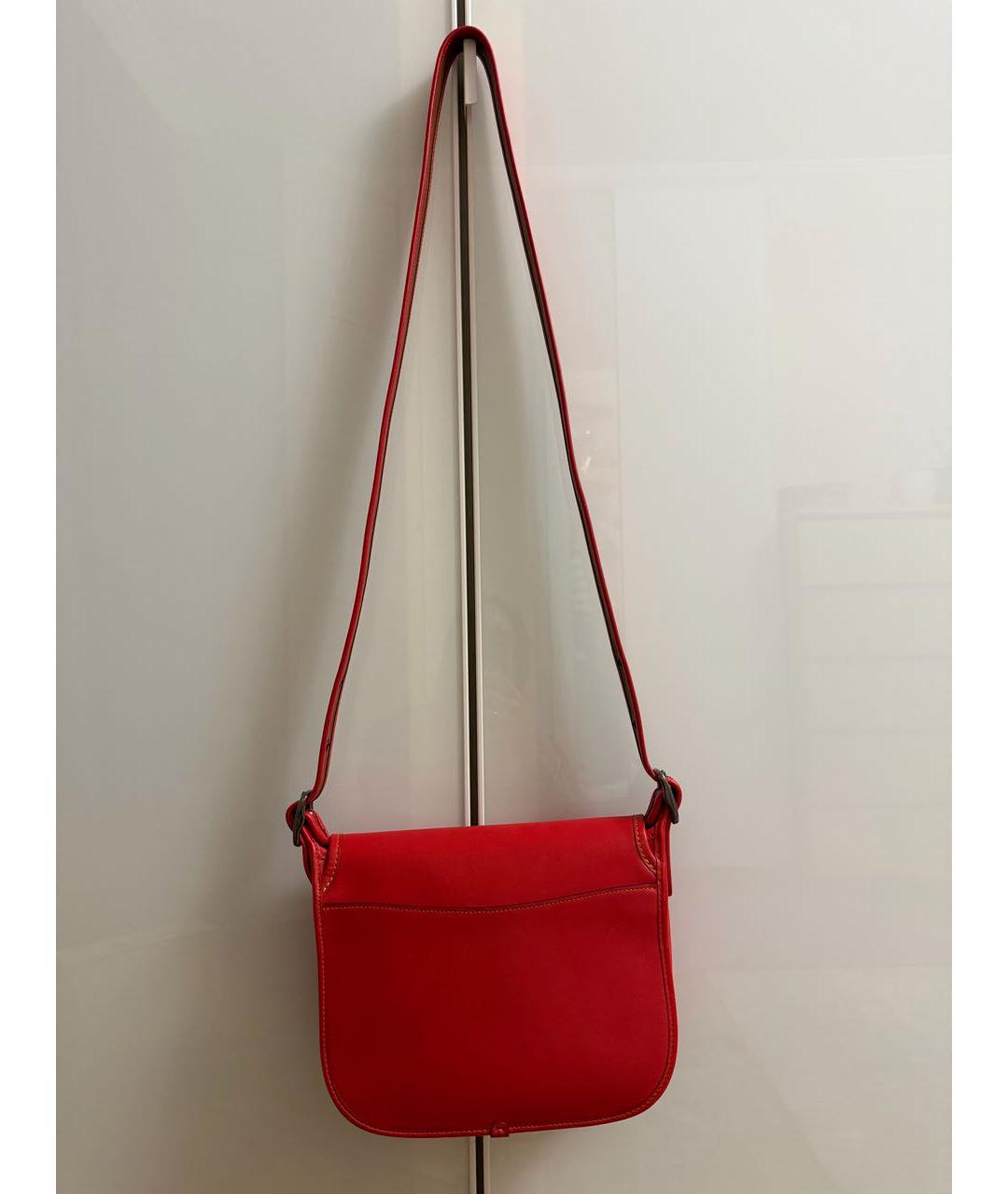 COACH Красная кожаная сумка через плечо, фото 3