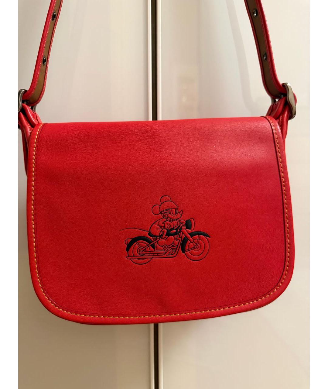 COACH Красная кожаная сумка через плечо, фото 2