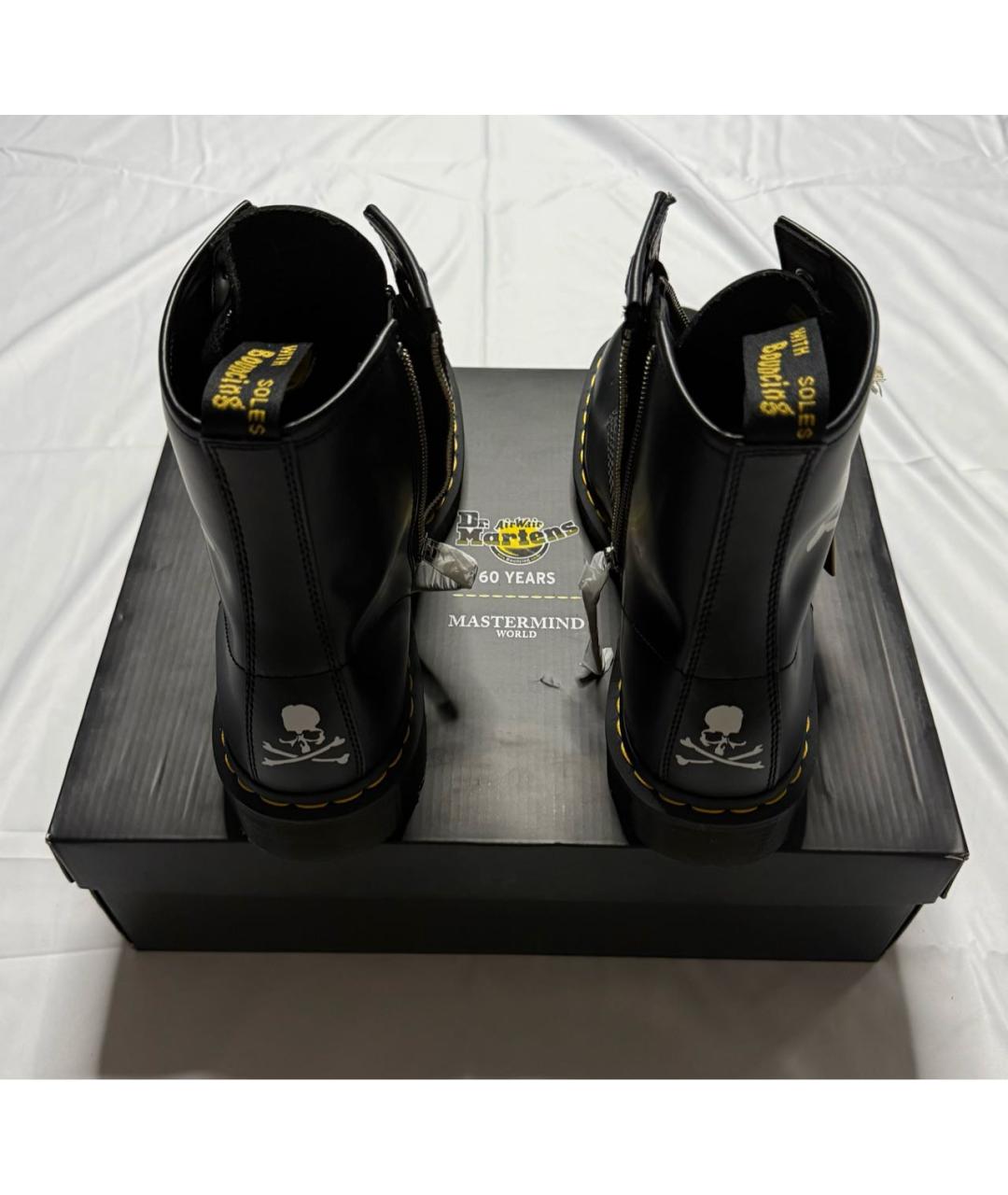 MASTERMIND WORLD Черные кожаные высокие ботинки, фото 3
