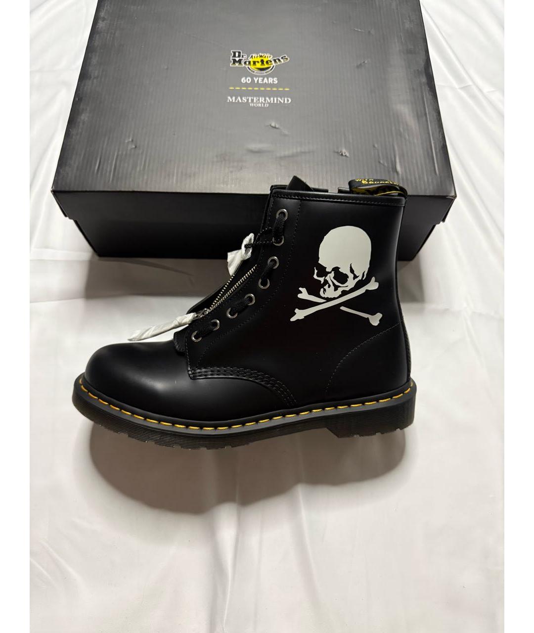 MASTERMIND WORLD Черные кожаные высокие ботинки, фото 1