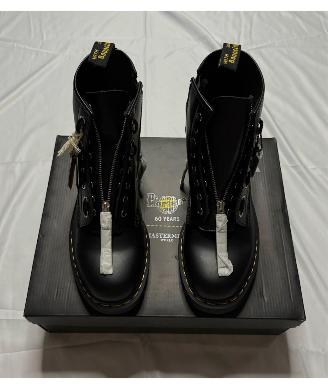 MASTERMIND WORLD Черные кожаные высокие ботинки, фото 2