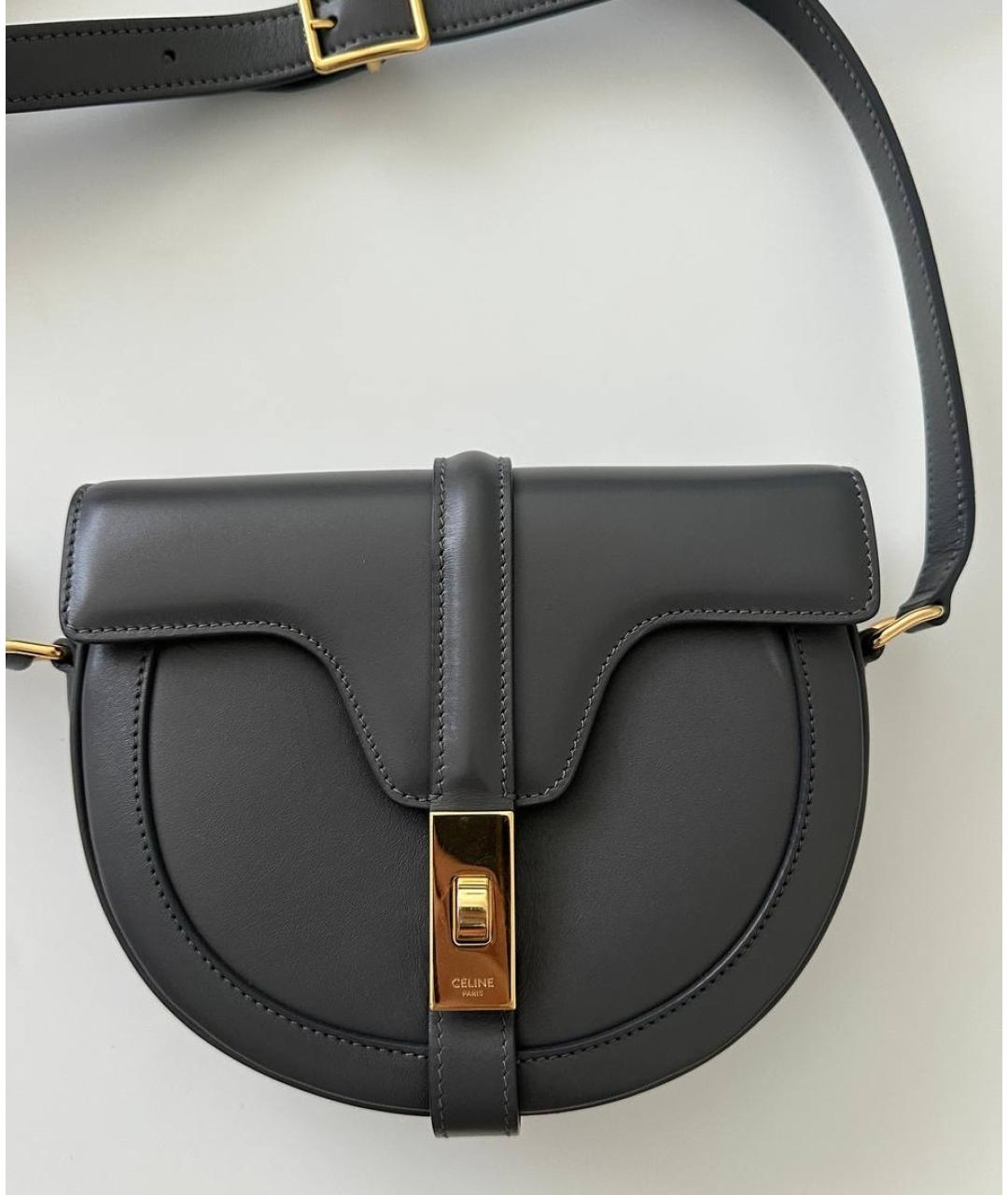 CELINE Серая кожаная сумка через плечо, фото 2