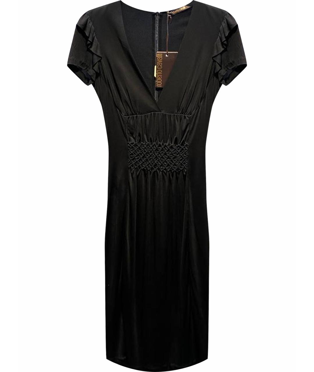 ROBERTO CAVALLI Черное шелковое платье, фото 1