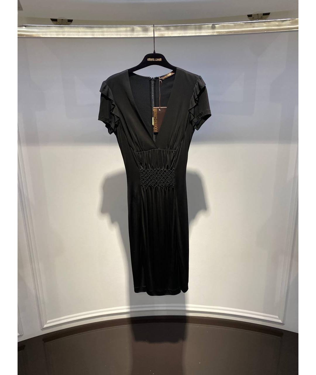 ROBERTO CAVALLI Черное шелковое платье, фото 4