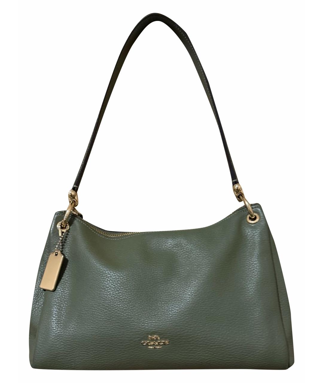 COACH Зеленая кожаная сумка через плечо, фото 1