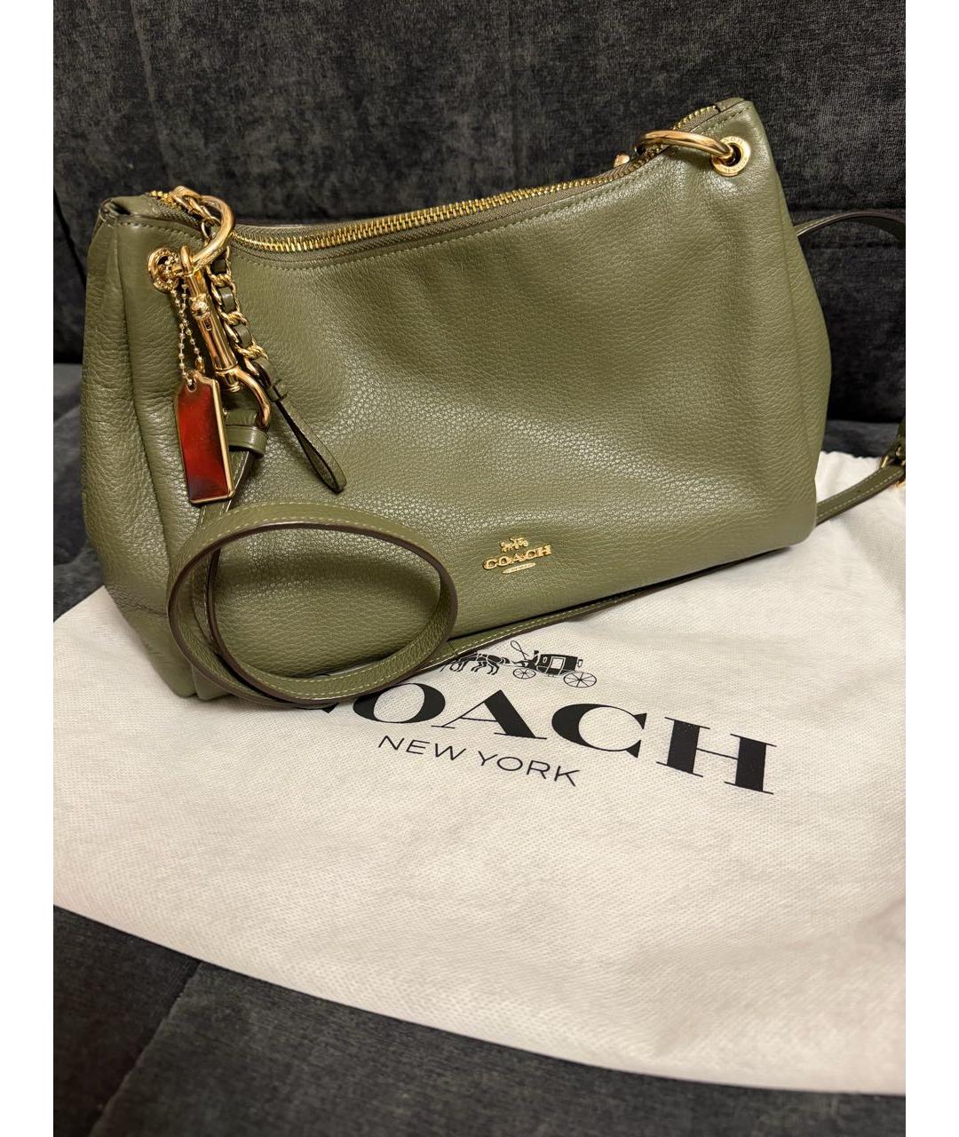 COACH Зеленая кожаная сумка через плечо, фото 2