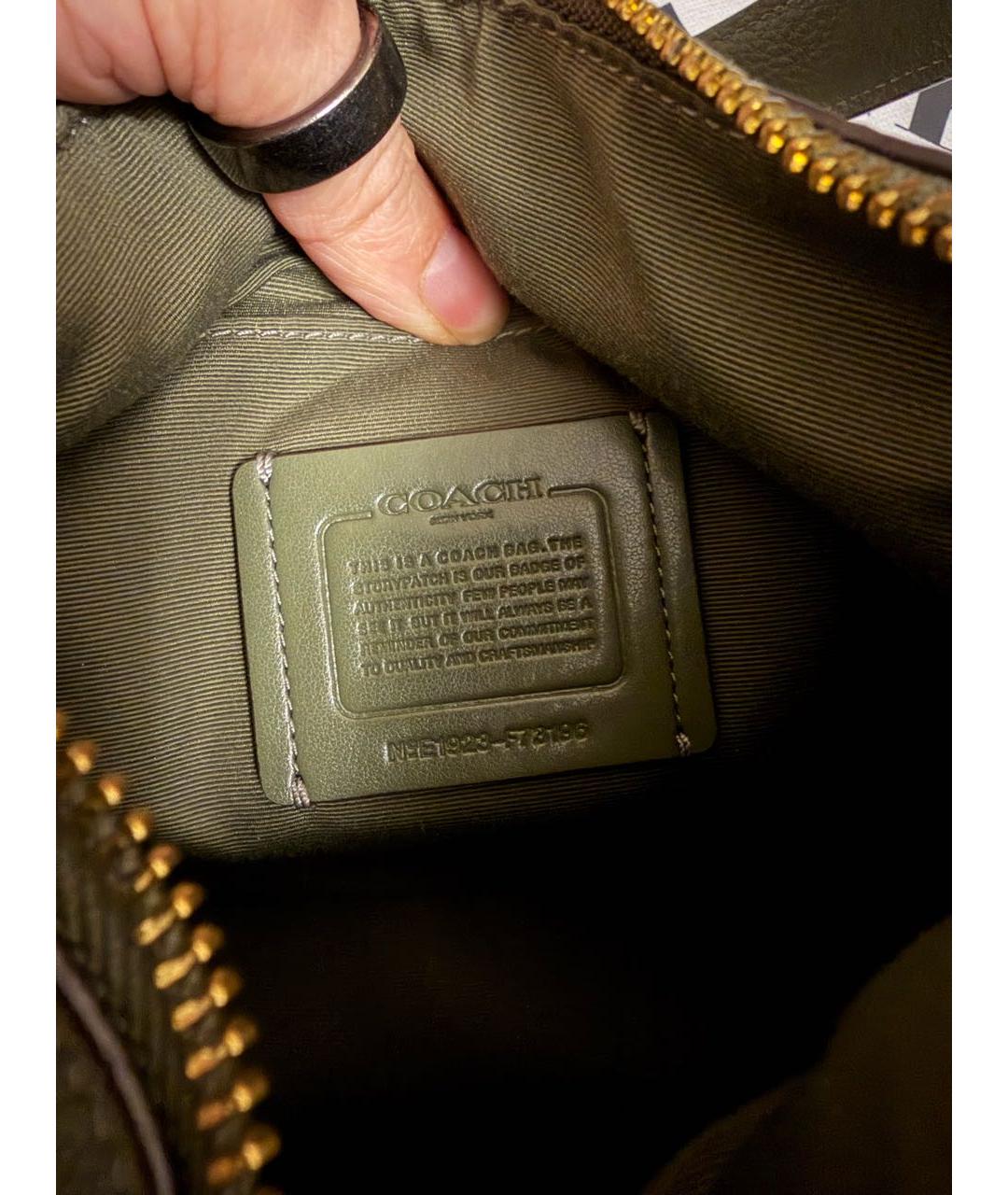 COACH Зеленая кожаная сумка через плечо, фото 4
