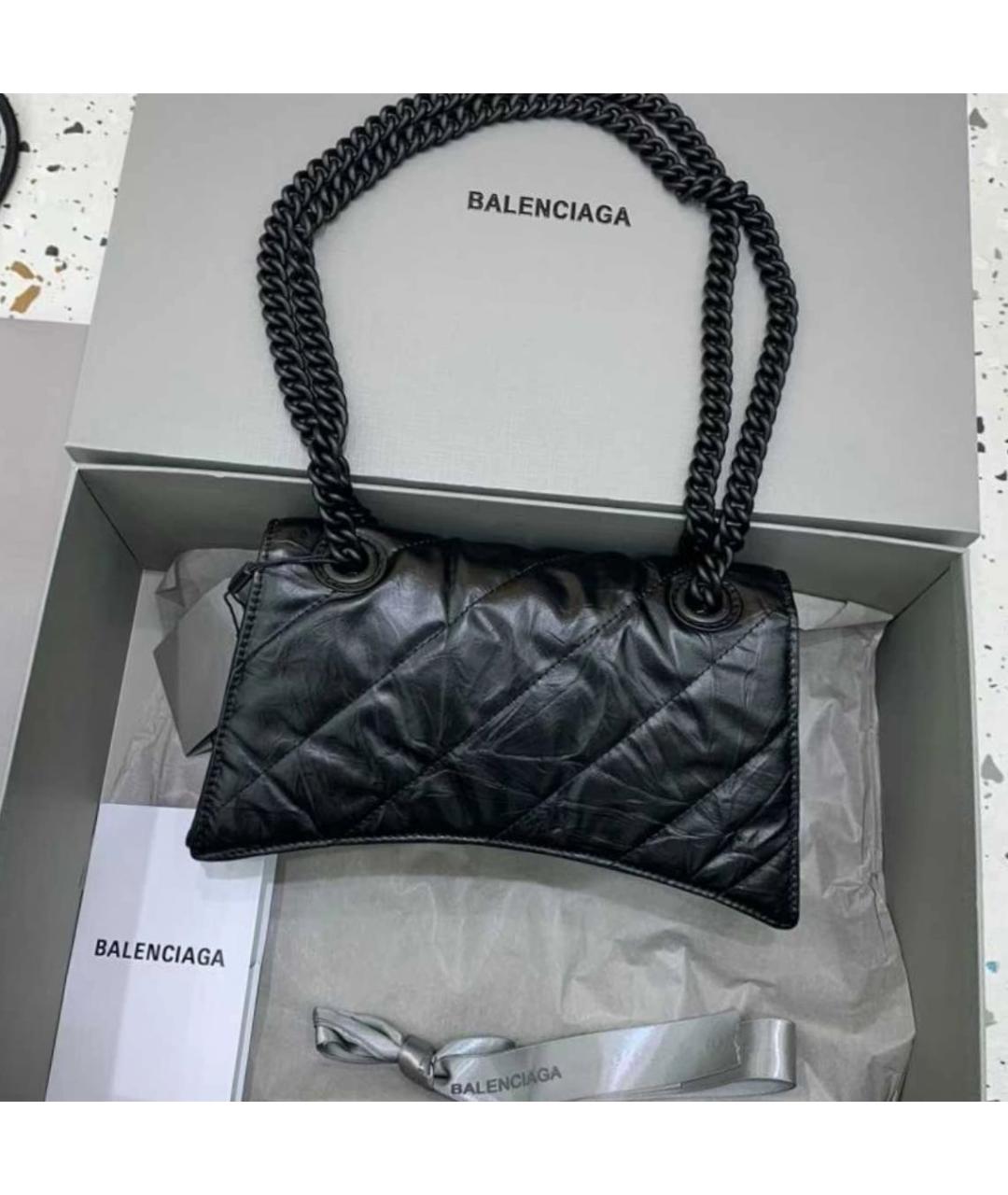 BALENCIAGA Черная кожаная сумка через плечо, фото 4