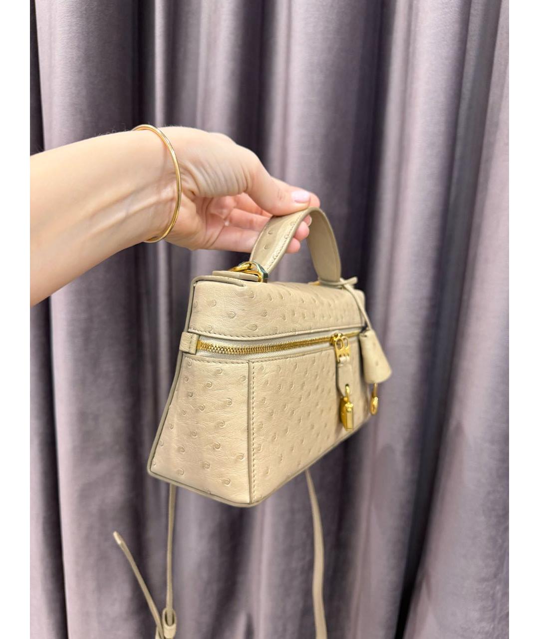 LORO PIANA Бежевая сумка через плечо из экзотической кожи, фото 8