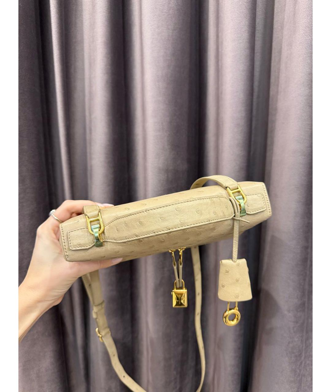 LORO PIANA Бежевая сумка через плечо из экзотической кожи, фото 6