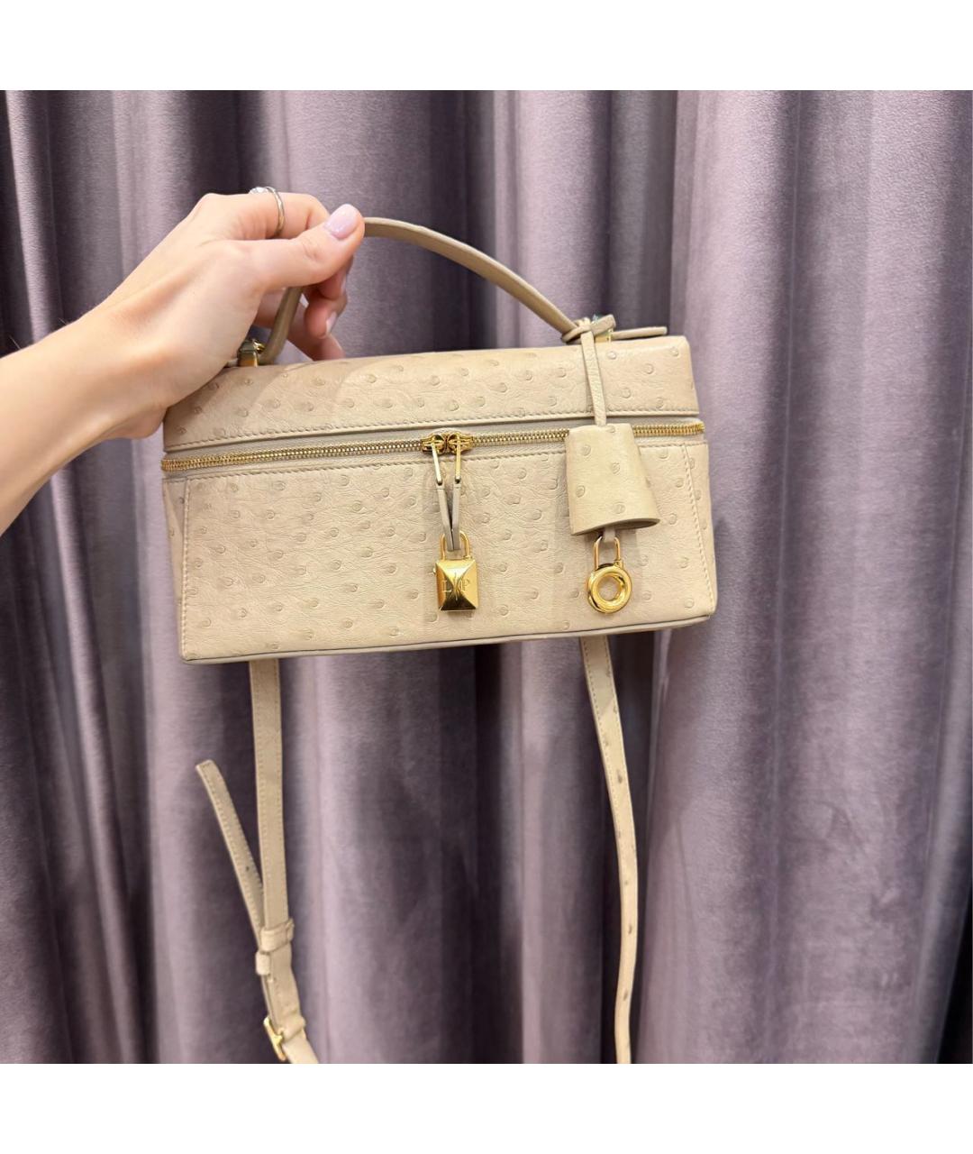 LORO PIANA Бежевая сумка через плечо из экзотической кожи, фото 5
