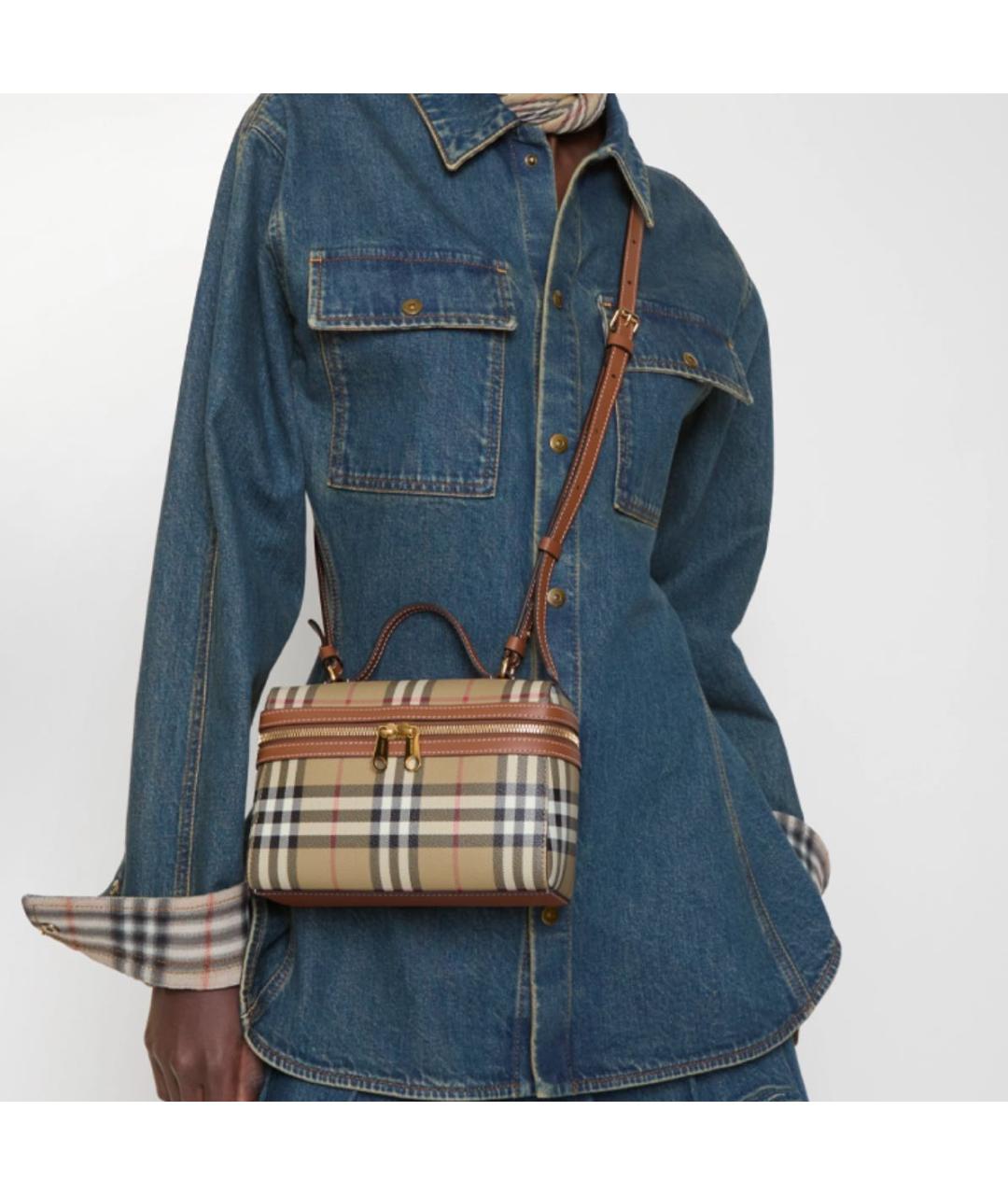 BURBERRY Бежевая кожаная сумка с короткими ручками, фото 5