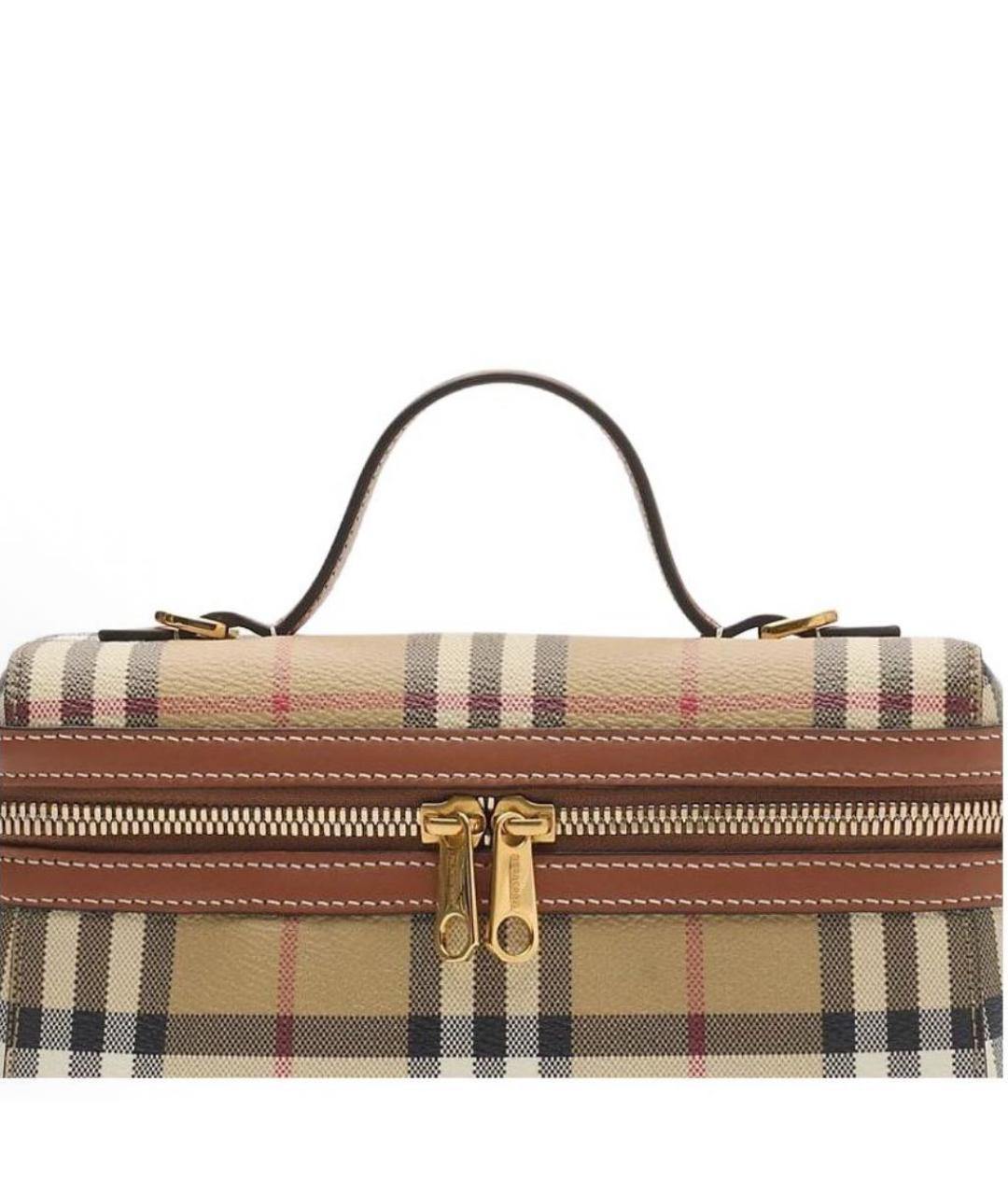 BURBERRY Бежевая кожаная сумка с короткими ручками, фото 4