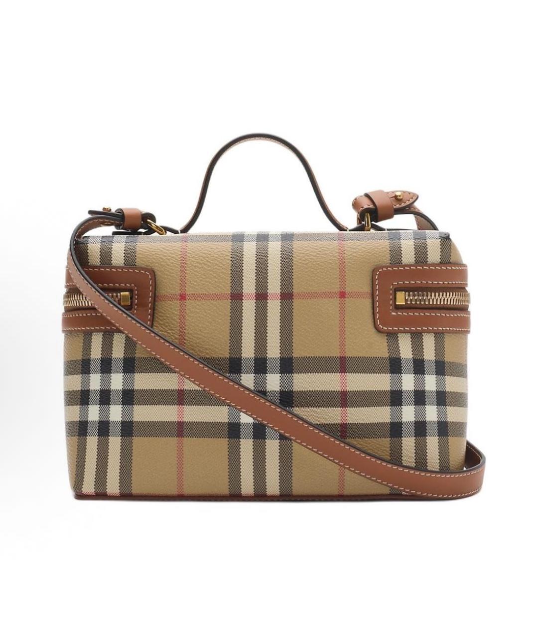 BURBERRY Бежевая кожаная сумка с короткими ручками, фото 3