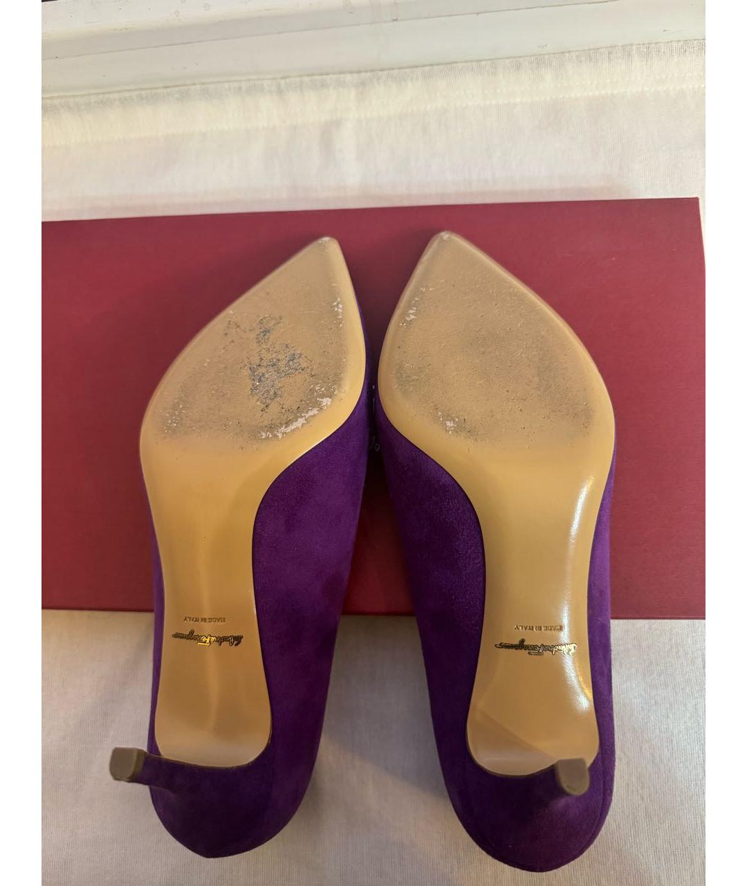 FERRAGAMO Фиолетовые замшевые туфли, фото 5