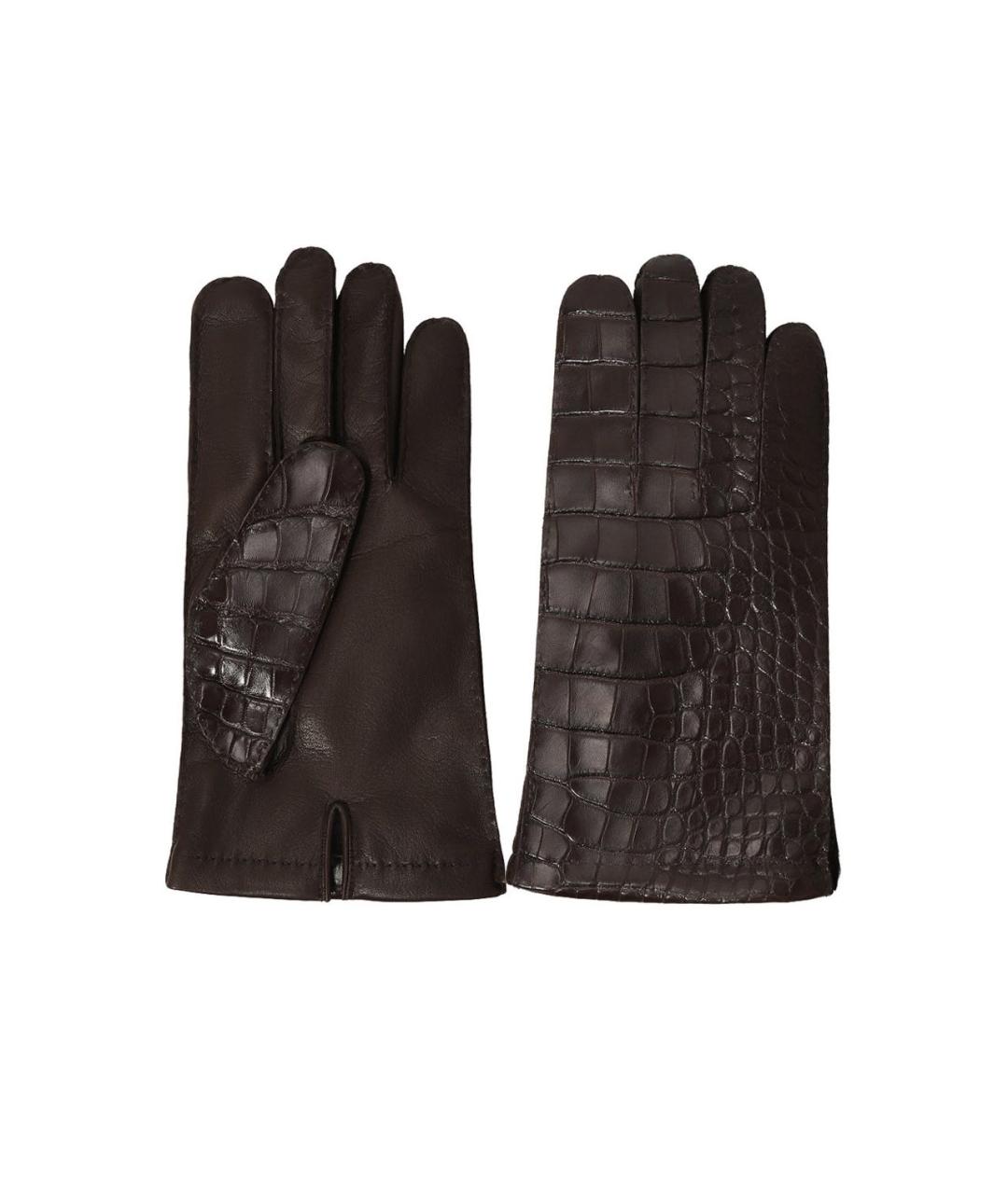 BRIONI Коричневые кожаные перчатки, фото 5