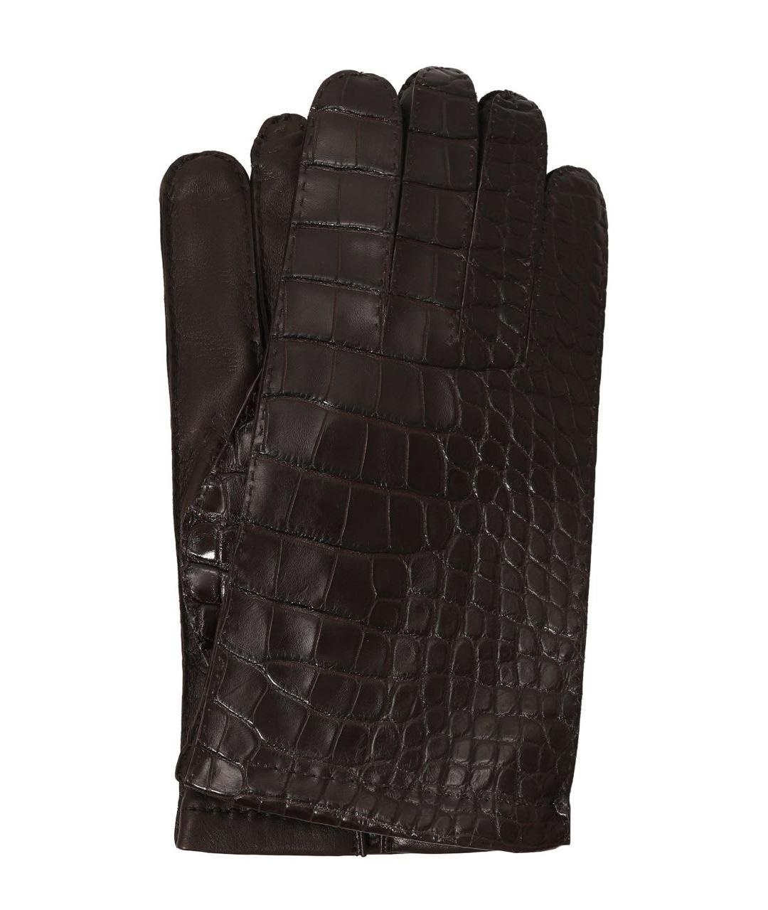 BRIONI Коричневые кожаные перчатки, фото 2
