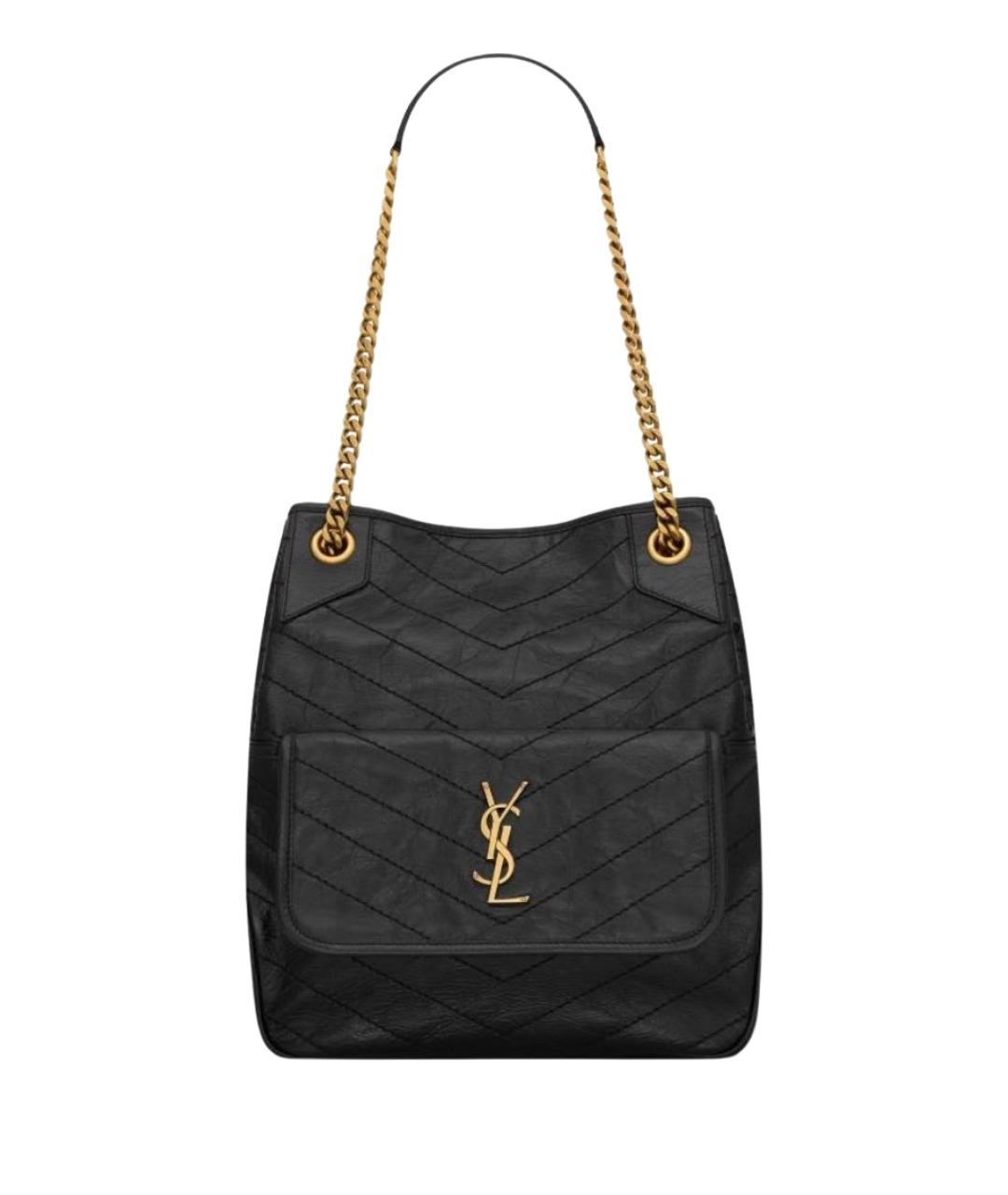 SAINT LAURENT Черная кожаная сумка через плечо, фото 1