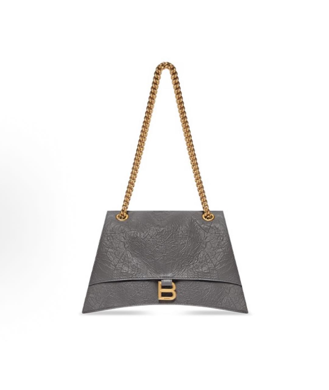 BALENCIAGA Серая кожаная сумка через плечо, фото 2