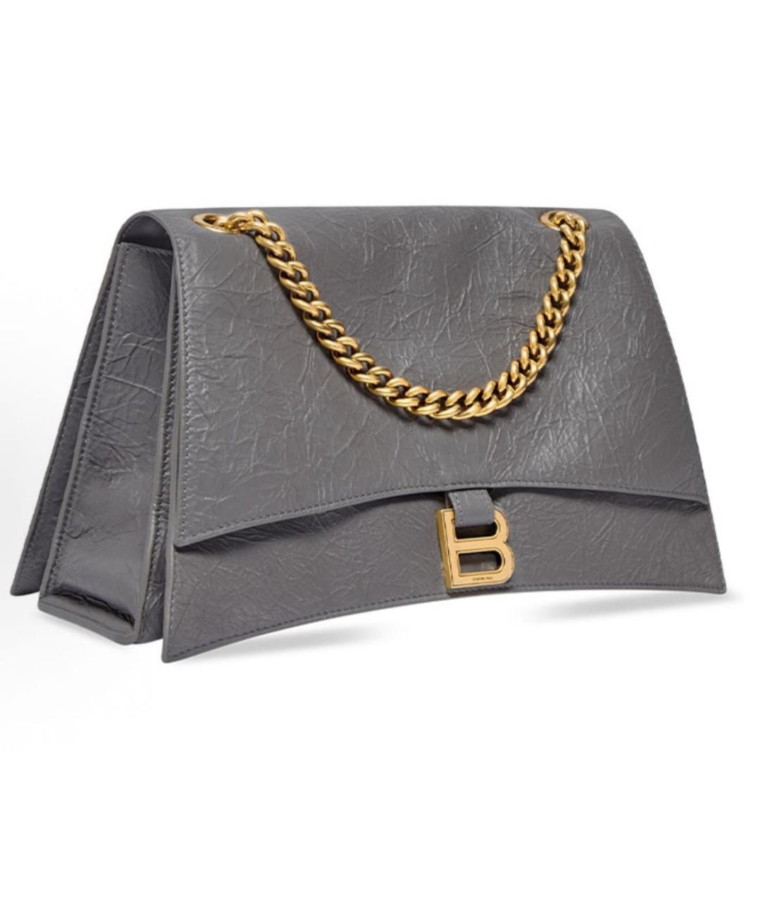 BALENCIAGA Серая кожаная сумка через плечо, фото 3