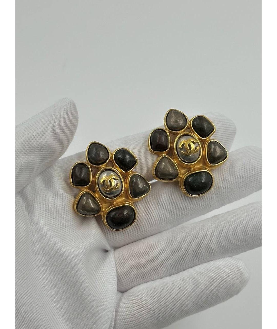 CHANEL Коричневые позолоченные серьги, фото 5