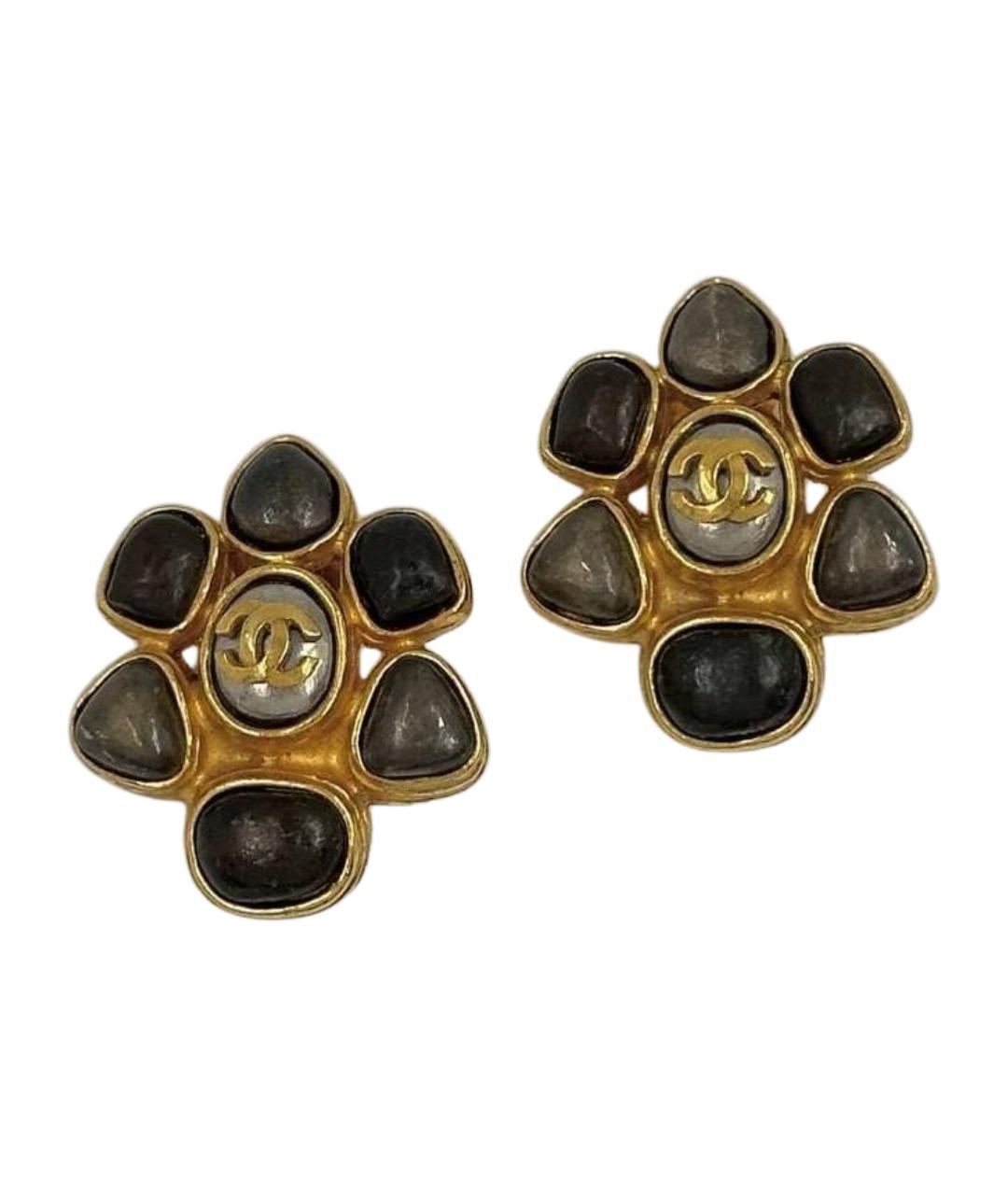 CHANEL Коричневые позолоченные серьги, фото 1