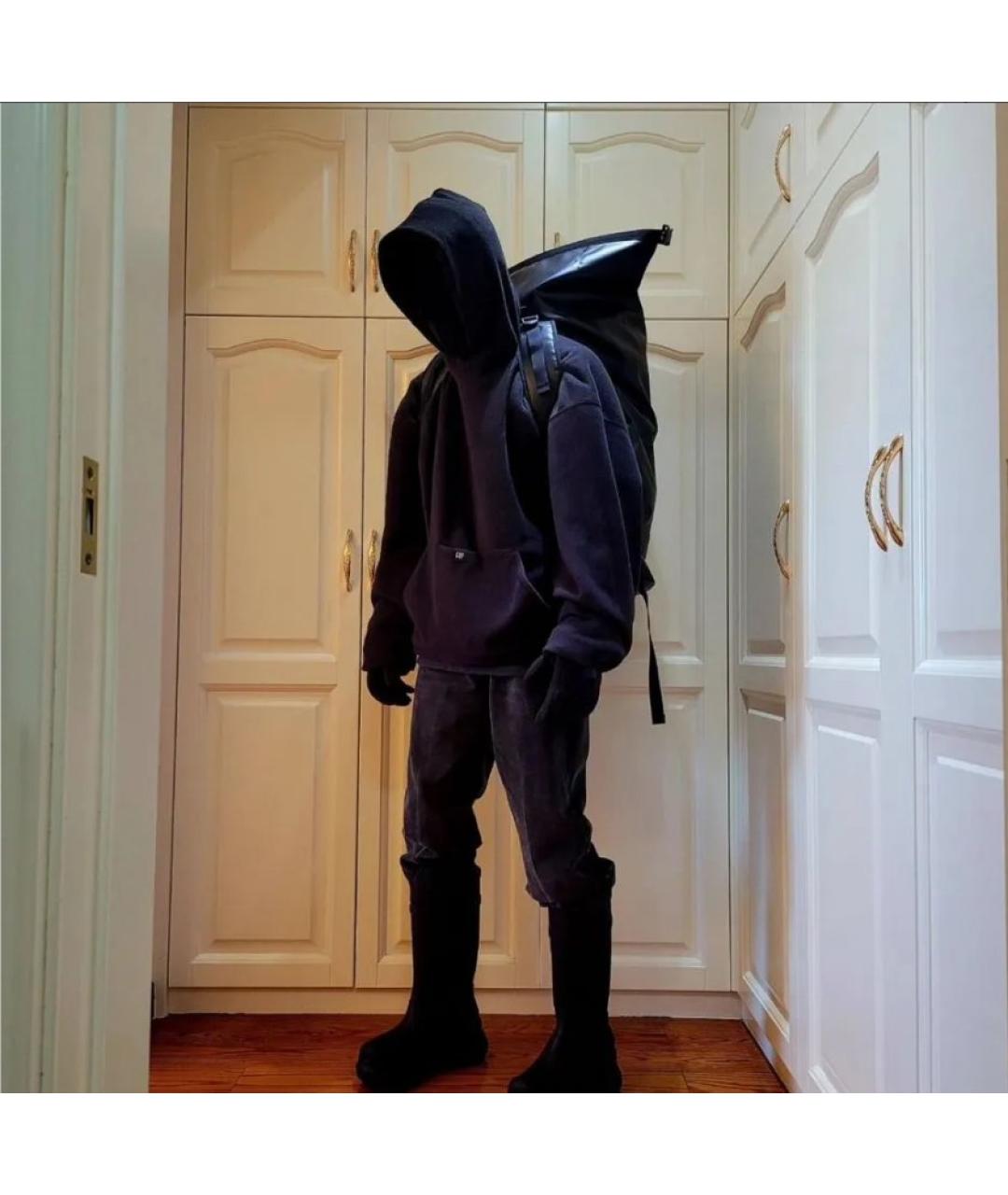 YEEZY Черный кожаный рюкзак, фото 5