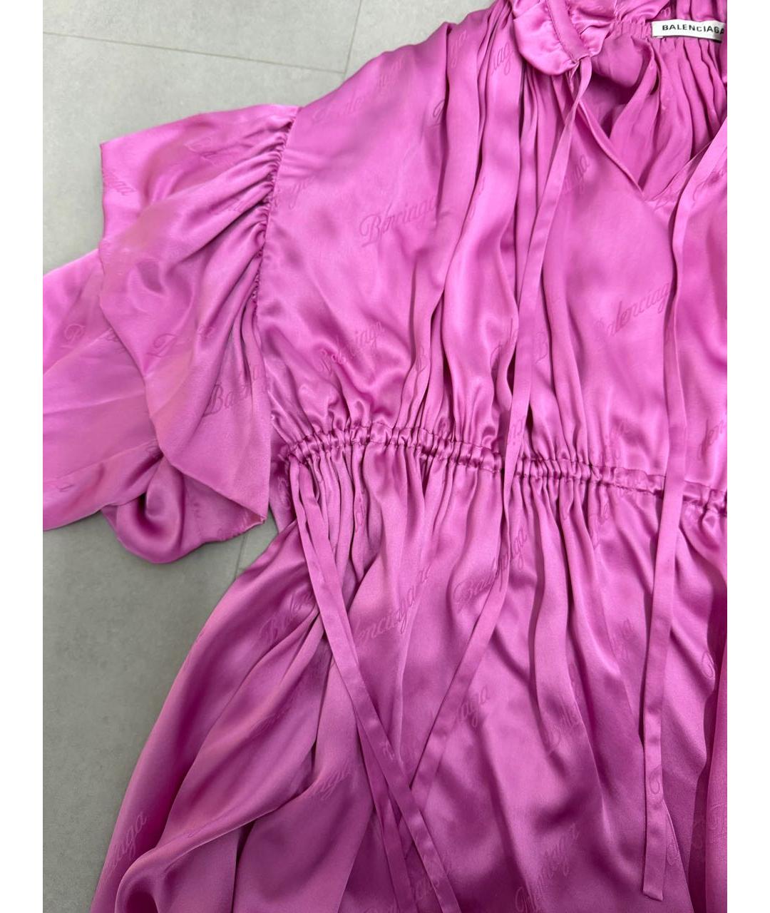BALENCIAGA Розовое шелковое коктейльное платье, фото 4